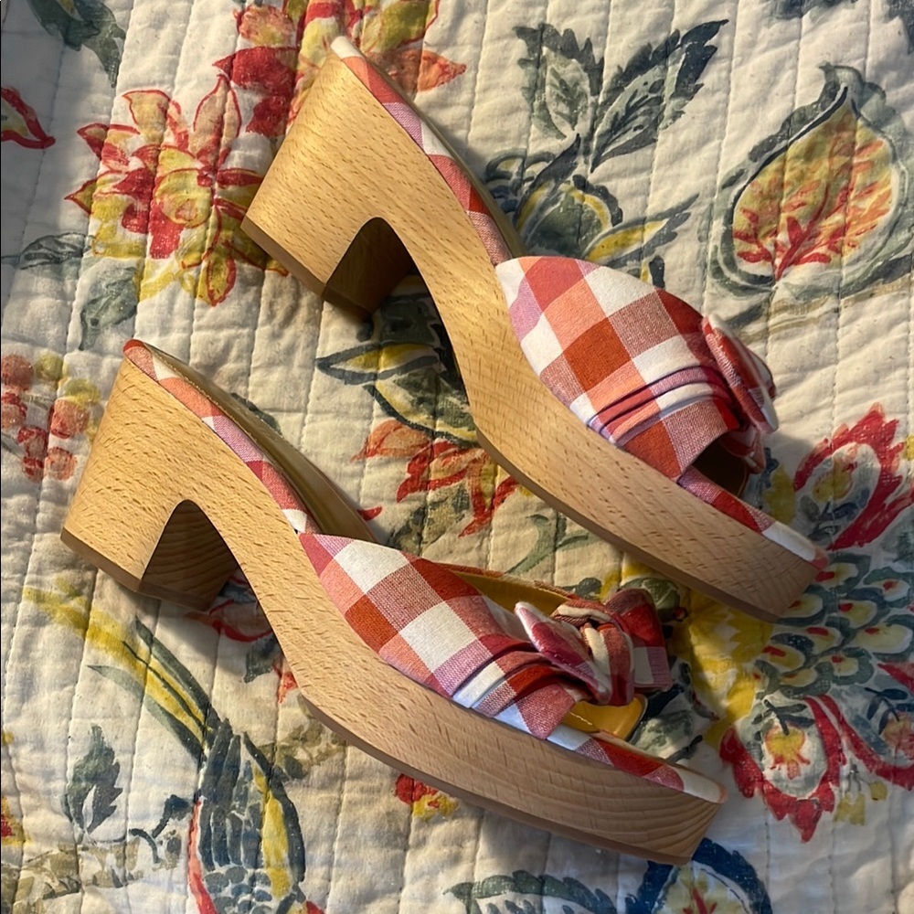 Plaid Block Heel Sandals j crew